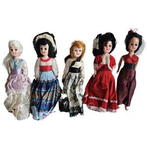 1950s Sleepy Eye Doll Set Mini Plastic Souvenirs Lot of 5 Bonnet